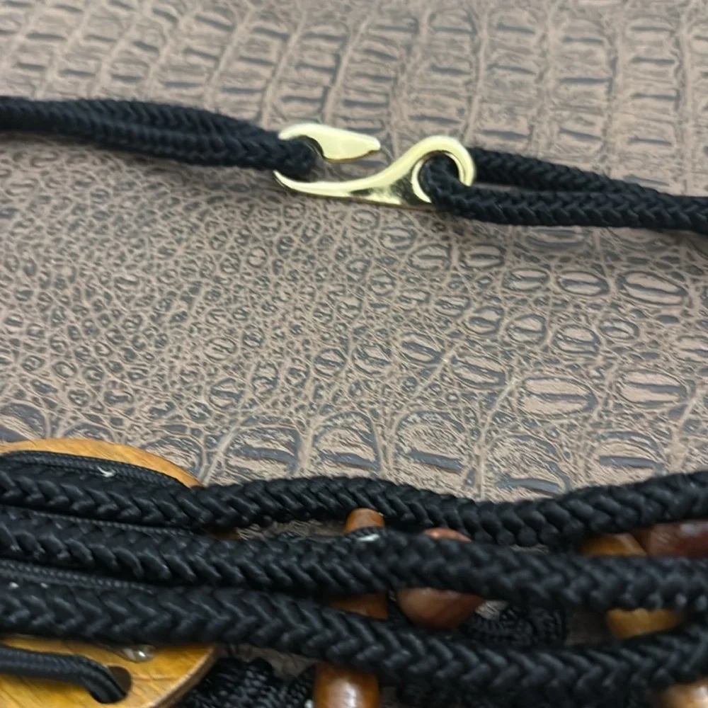 Boho Macramé Rope Belt w Wood Beads | Adjustable Festival Hippie Belt